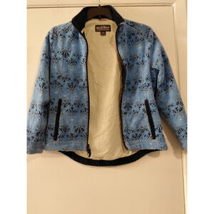 Woolrich Womens Glacier Zip Up Fleece Jacket Lined Size Medium Blue Pockets Warm